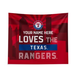 Custom Texas Rangers Skyline Tapestry - Personalized Wall Decor
