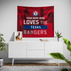 Custom Texas Rangers Skyline Tapestry – Personalized Wall Decor