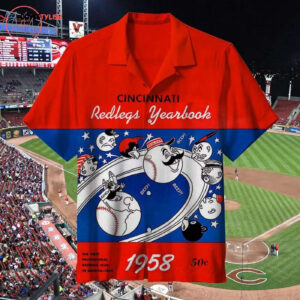Vintage 1958 Cincinnati Reds Hawaiian Shirt - Retro MLB Baseball Fan Gear