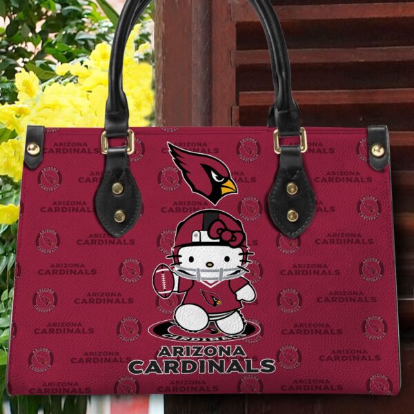 Arizona Cardinals Kitty Women Custom Name Leather Hand Bag