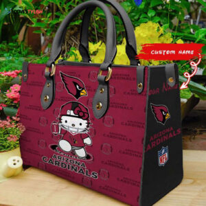 Arizona Cardinals Kitty Women Custom Name Leather Hand Bag