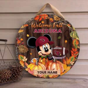 Arizona Cardinals Mickey Round Wooden Sign – Home Decor Gift