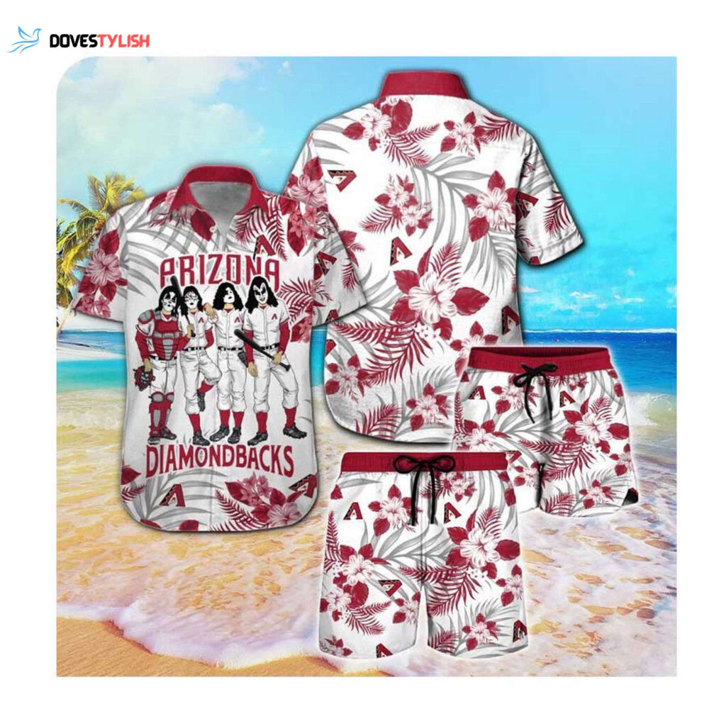 Arizona Diamondbacks and Kiss Hawaii Summer Button Up Shirt for Men and Women