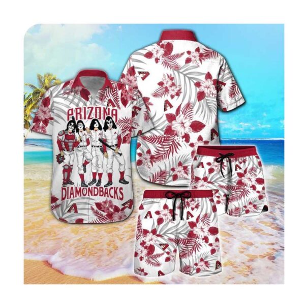 Arizona Diamondbacks and Kiss Hawaii Summer Button Up Shirt for Men and Women