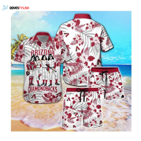 Arizona Diamondbacks and Kiss Hawaii Summer Button Up Shirt for Men and Women