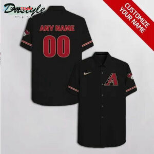 Custom Arizona Diamondbacks Black Hawaiian Shirt with Personalized Name and Number
