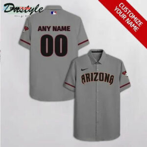 Custom Arizona Diamondbacks Gray Hawaiian Shirt with Personalized Name and Number