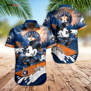 Authentic Astros Hawaiian Shirt - Houston Astros Mickey Surfing Design