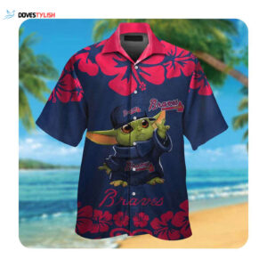 Atlanta Braves Baby Yoda Hawaiian Button Up Shirt - Summer Men Women