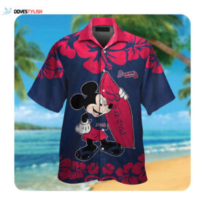 Atlanta Braves Mickey Mouse Hawaii Shirt: Summer Button-Up for Men and Women