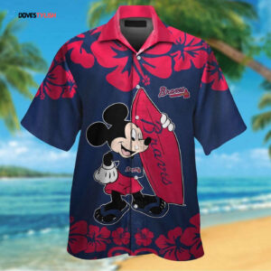 Atlanta Braves Mickey Mouse Hawaiian Shirt Set for Men Women Kids: Short Sleeve Button Up Tropical Aloha Design