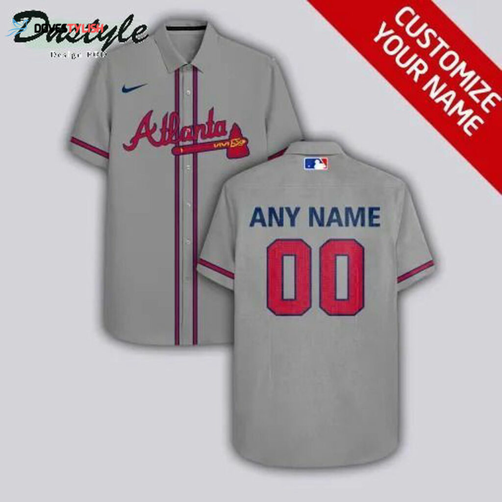 Custom Atlanta Braves Grey Hawaiian Shirt – Personalized MLB Fan Shirt