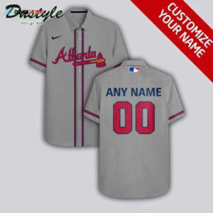 Custom Atlanta Braves Grey Hawaiian Shirt - Personalized MLB Fan Shirt