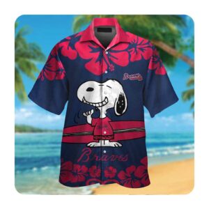Atlanta Braves Snoopy Hawaii Shirt Summer Button Up Shirt for Men and Women