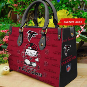 Atlanta Falcons Kitty Women Custom Name Leather Hand Bag