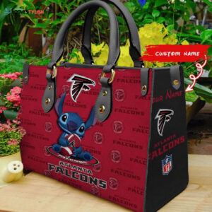 Atlanta Falcons Stitch Women Custom Name Leather Hand Bag