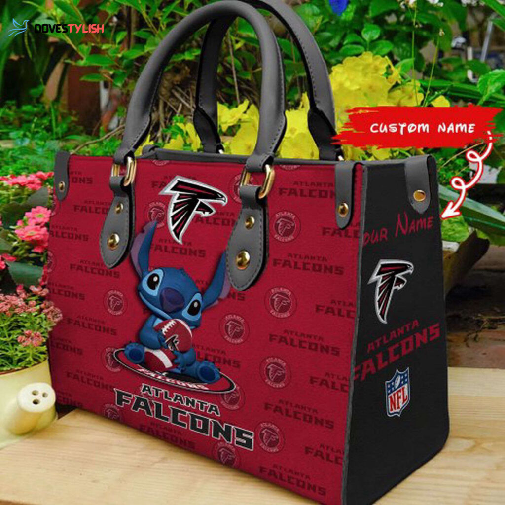 Atlanta Falcons Stitch Women Custom Name Leather Hand Bag Atlanta Falcons Stitch Women Custom Name Leather Hand Bag