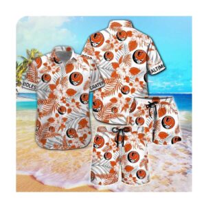 Men Women Baltimore Orioles Grateful Dead Hawaii Button Up Shirt – Summer Style