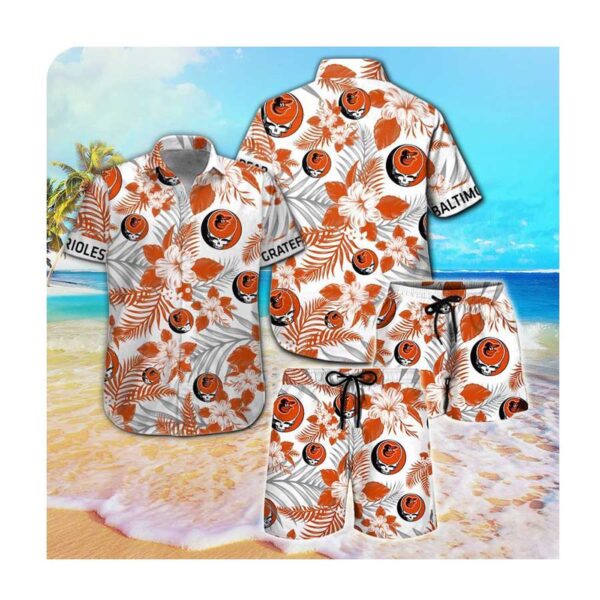 Men Women Baltimore Orioles Grateful Dead Hawaii Button Up Shirt – Summer Style