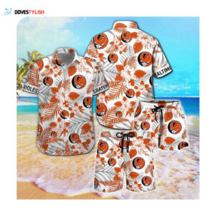 Men Women Baltimore Orioles Grateful Dead Hawaii Button Up Shirt - Summer Style