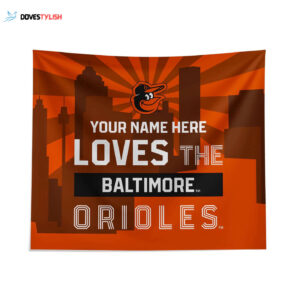 Custom Baltimore Orioles Skyline Tapestry - Personalized Wall Art Décor