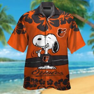 Baltimore Orioles Snoopy Hawaiian Shirt Set for Men Women Kids