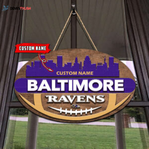 Baltimore Ravens 2 Layers Wooden Sign - Home Decor Gift
