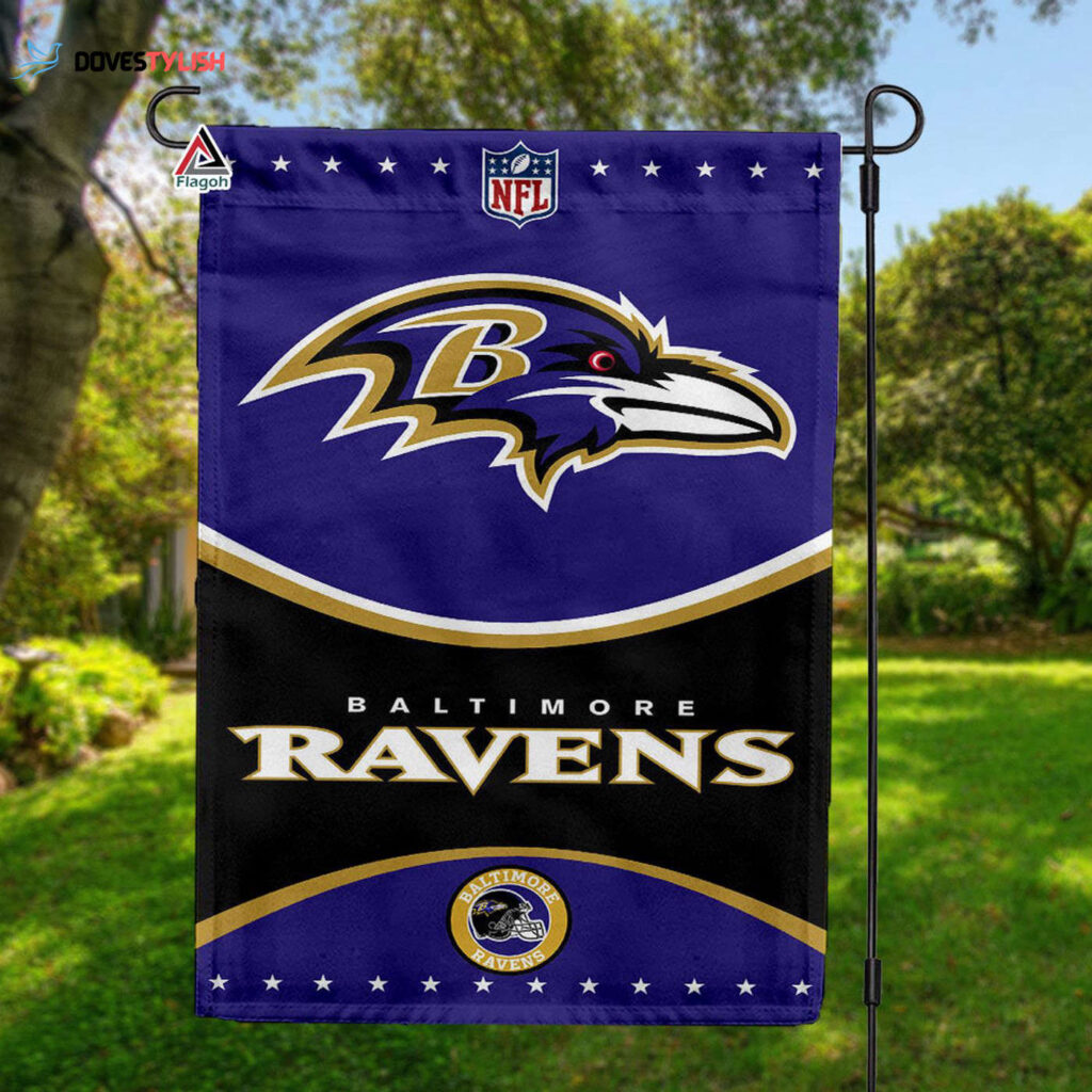 Baltimore Ravens Football Team Flag, NFL Premium Two-sided Vertical Flag – House Garden Decor Gift