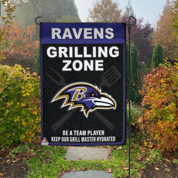 Baltimore Ravens Grilling Zone Flag, Ravens Football Fans BBQ Flag – House Garden Decor Gift