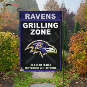 Baltimore Ravens Grilling Zone Flag, Ravens Football Fans BBQ Flag - House Garden Decor Gift