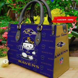 Baltimore Ravens Kitty Women Custom Name Leather Hand Bag