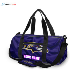 Baltimore Ravens Logo Silk Texture Personalized Name Travel Bag Gym Bag