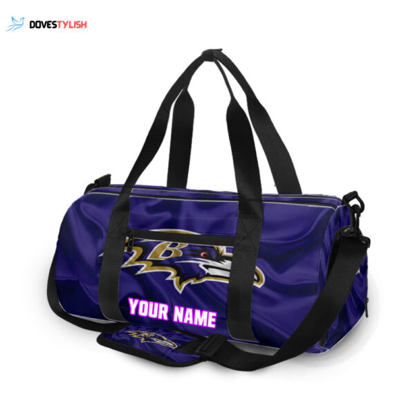 Baltimore Ravens Logo Silk Texture Personalized Name Travel Bag Gym Bag