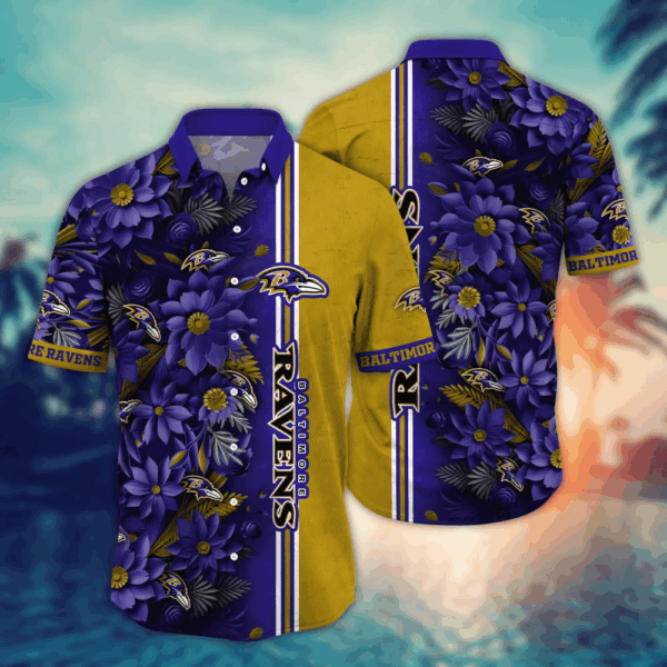 Baltimore Ravens NFL Flower Hawaii Shirt  For Fans, Custom Summer Football Shirts