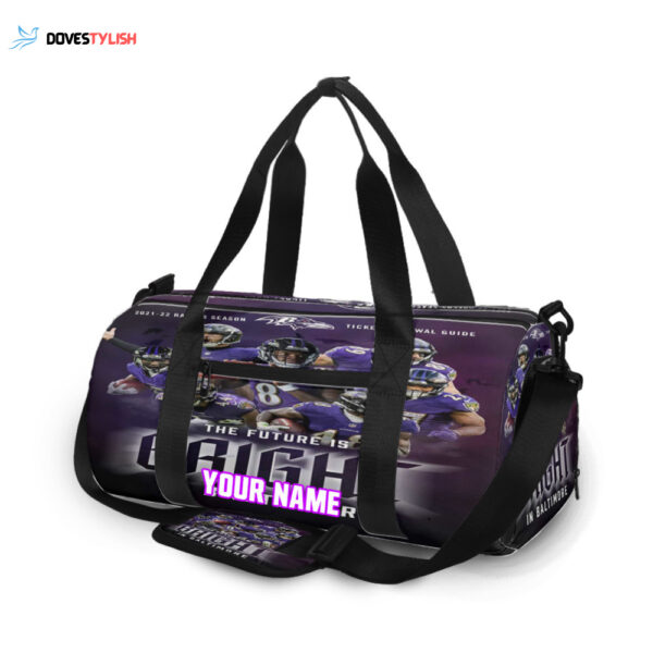 Baltimore Ravens Unisex Gift Tee 2025 The Future Is Bright Personalized Name Travel Bag Gym Bag