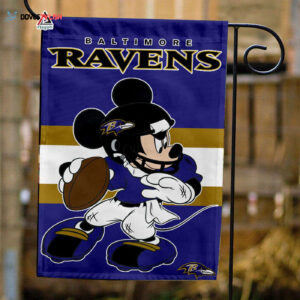 Baltimore Ravens x Mickey Football Flag, NFL Premium Flag - House Garden Decor Gift