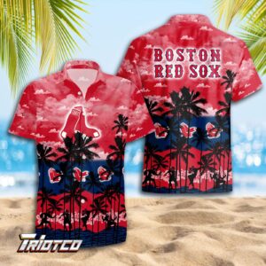 Men s Boston Red Sox 3D Button Hawaiian Shirt – Perfect Summer Gift for Dad