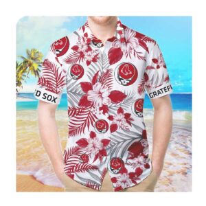 Boston Red Sox and Grateful Dead Hawaiian Summer Button Up Shirt for Men and Women