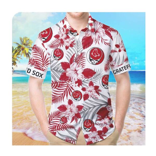 Boston Red Sox and Grateful Dead Hawaiian Summer Button Up Shirt for Men and Women