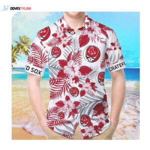 Boston Red Sox and Grateful Dead Hawaiian Summer Button Up Shirt for Men and Women