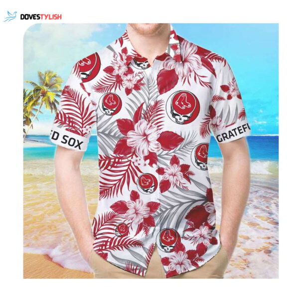 Boston Red Sox and Grateful Dead Hawaiian Summer Button Up Shirt for Men and Women