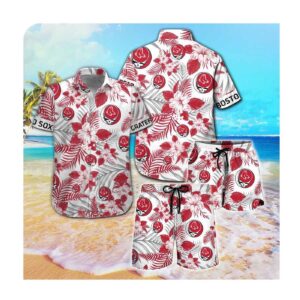 Boston Red Sox and Kiss Hawaii Summer Button Up Shirt – Unisex Men Women Beach Shirt