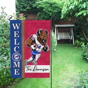 Buffalo Bills Football Flag, Billy Buffalo Mascot Personalized Football Fan Welcome Flags, Custom Family Name NFL Decor – House Garden Decor Gift