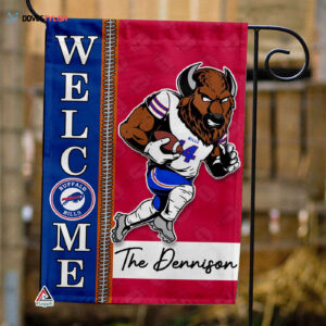 Buffalo Bills Football Flag, Billy Buffalo Mascot Personalized Football Fan Welcome Flags, Custom Family Name NFL Decor - House Garden Decor Gift