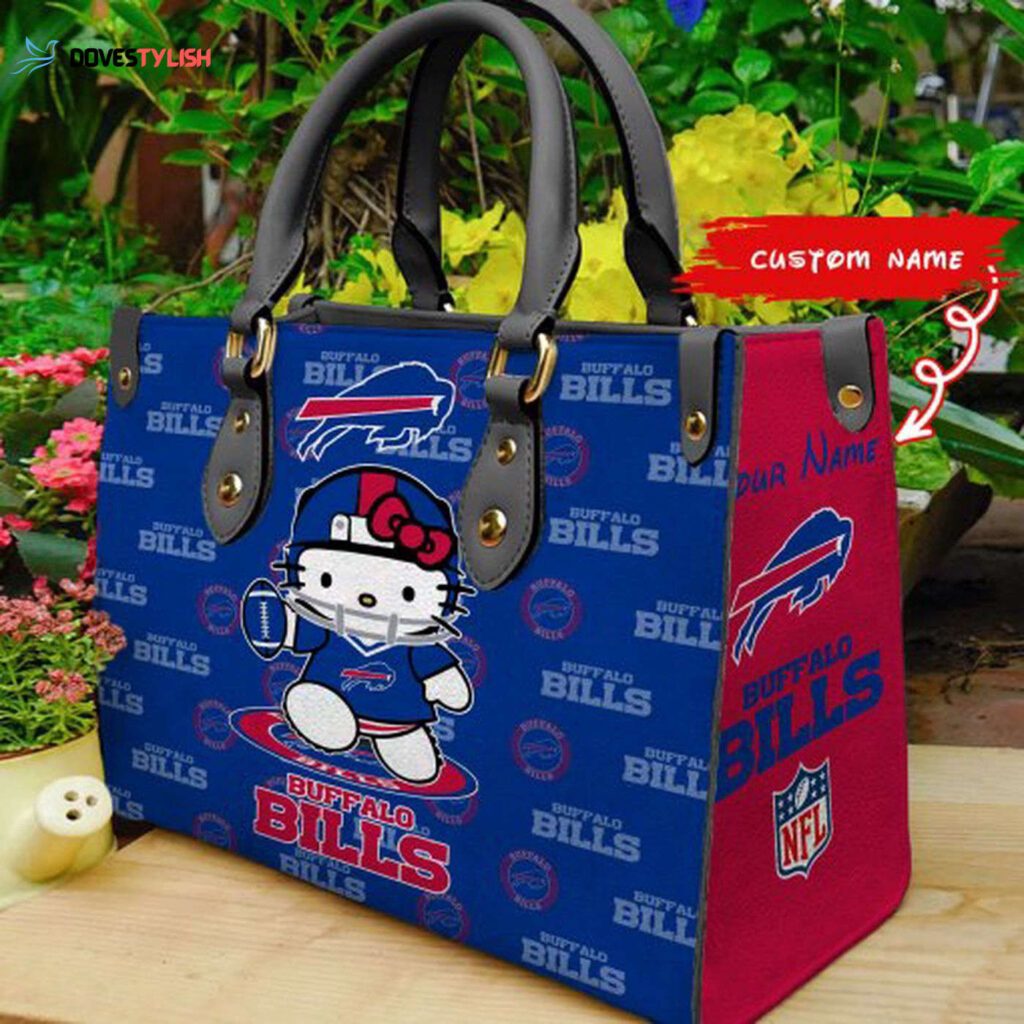 Buffalo Bills Kitty Women Custom Name Leather Hand Bag Buffalo Bills Kitty Women Custom Name Leather Hand Bag