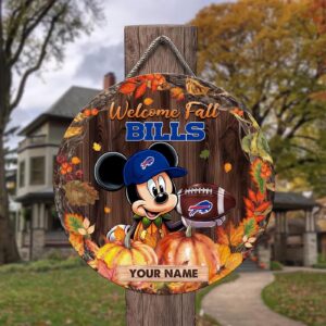 Buffalo Bills Mickey Round Wooden Sign – Home Decor Gift