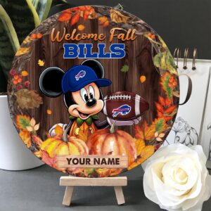 Buffalo Bills Mickey Round Wooden Sign - Home Decor Gift 3
