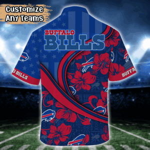 Buffalo Bills NFL US Flag Flower Hawaii Shirt   For Fans, Custom Summer Football Shirts