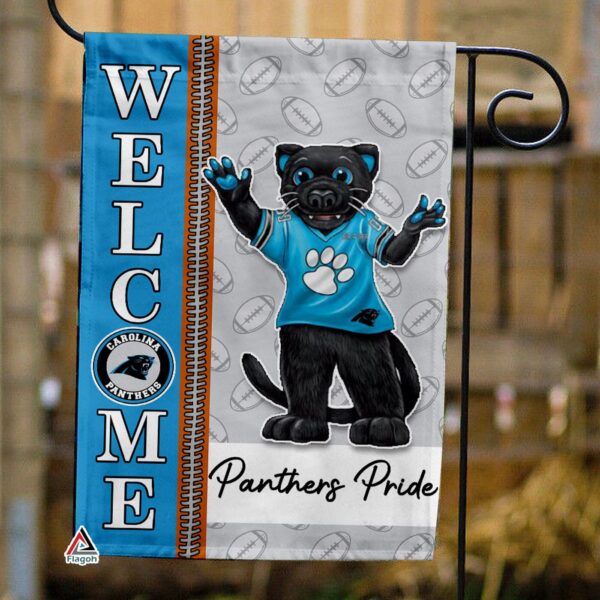 Carolina Panthers Football Flag, Sir Purr Mascot Personalized Football Fan Welcome Flags, Custom Family Name NFL Decor – House Garden Decor Gift