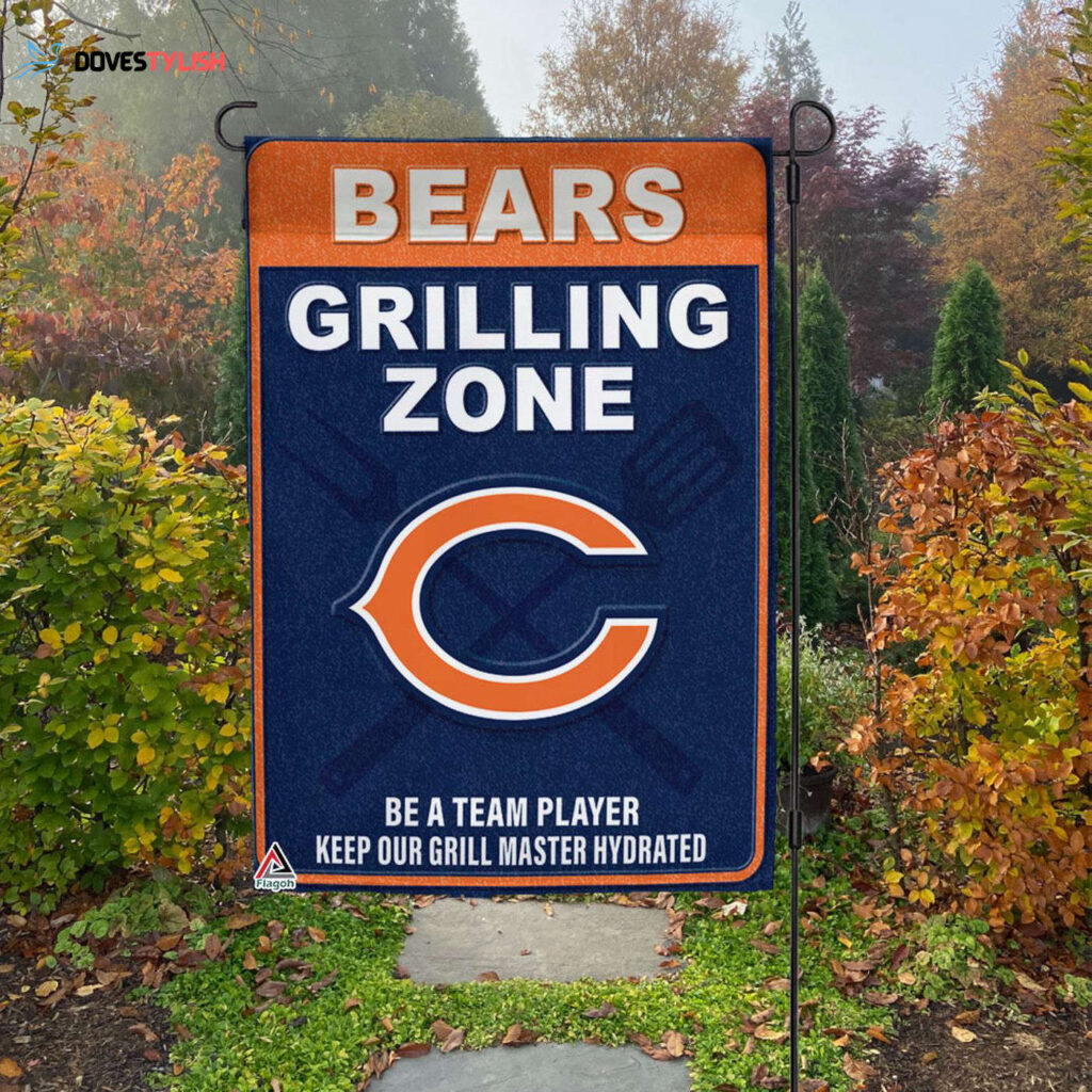 Chicago Bears Grilling Zone Flag, Bears Football Fans BBQ Flag – House Garden Decor Gift